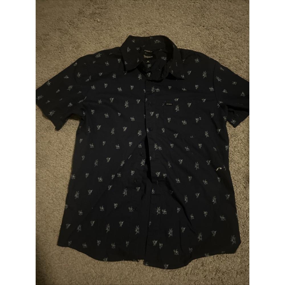 Brixton Shirt Mens Medium Blue Charter Short Sleeve Button Up Casual